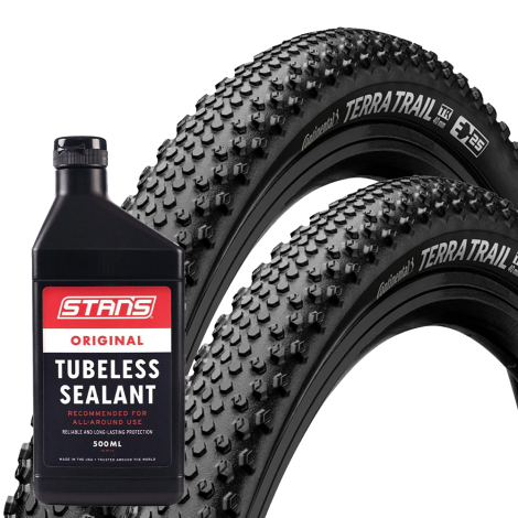 Continental Terra Trail ShieldWall TR Folding Gravel Tyres With Stans 500ml Tubeless Sealant - Pair